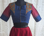 Load image into Gallery viewer, Maroon Navy Blue Ikat Blouse
