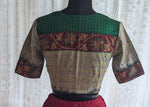 Load image into Gallery viewer, Green And Beige Ikat with Kantha Embroidery Blouse
