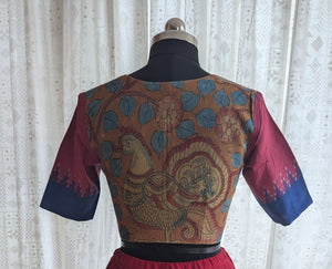 Maroon Navy Blue Ikat Blouse