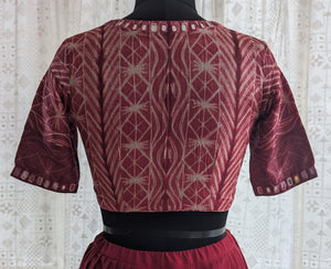 Rusted Red Shibori with Kutch Mirror work