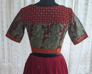 Temple Red Appliqué Kutch Embroidered Blouse