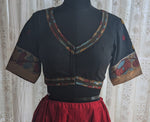Load image into Gallery viewer, Pushpavali Kalamkari with Kutch Embroidered Blouse
