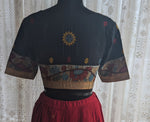 Load image into Gallery viewer, Pushpavali Kalamkari with Kutch Embroidered Blouse
