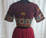 Load image into Gallery viewer, Crimson Floral Kalamkari with Kutch Embroidered Blouse
