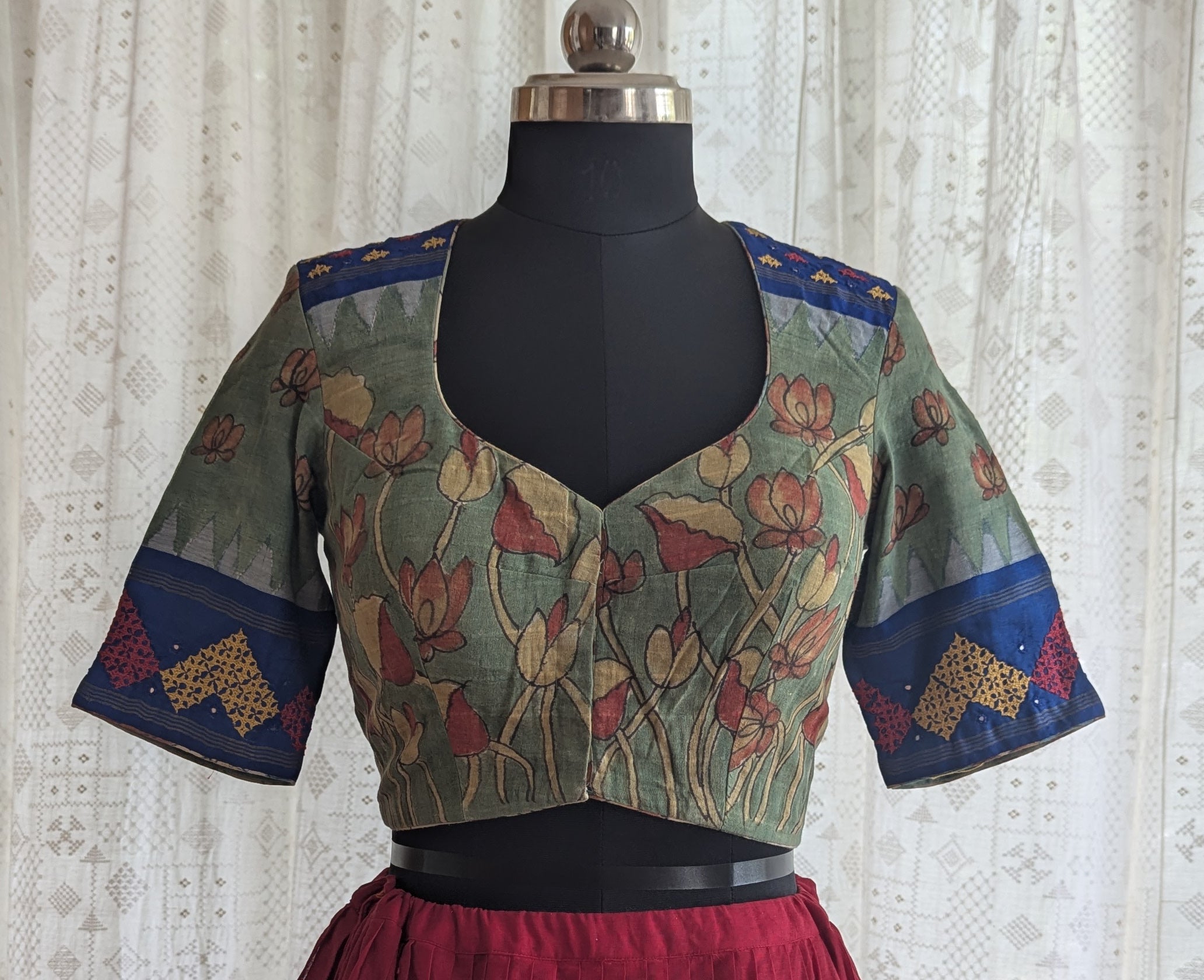 Mrunalini Kalamkari with Kutch Embroidered Blouse