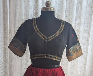 Mridula Kalamkari with Kutch Embroidered Blouse