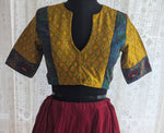 Load image into Gallery viewer, Mustard Yellow Ikat with Kantha Embroidery Blouse
