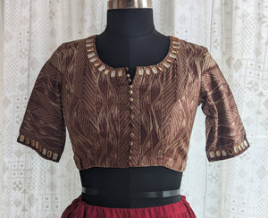 Mocha Brown Shibori with Kutch Mirror work