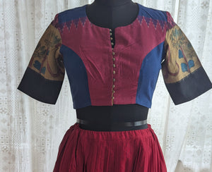Rustic Maroon-Blue  Ikat Blouse