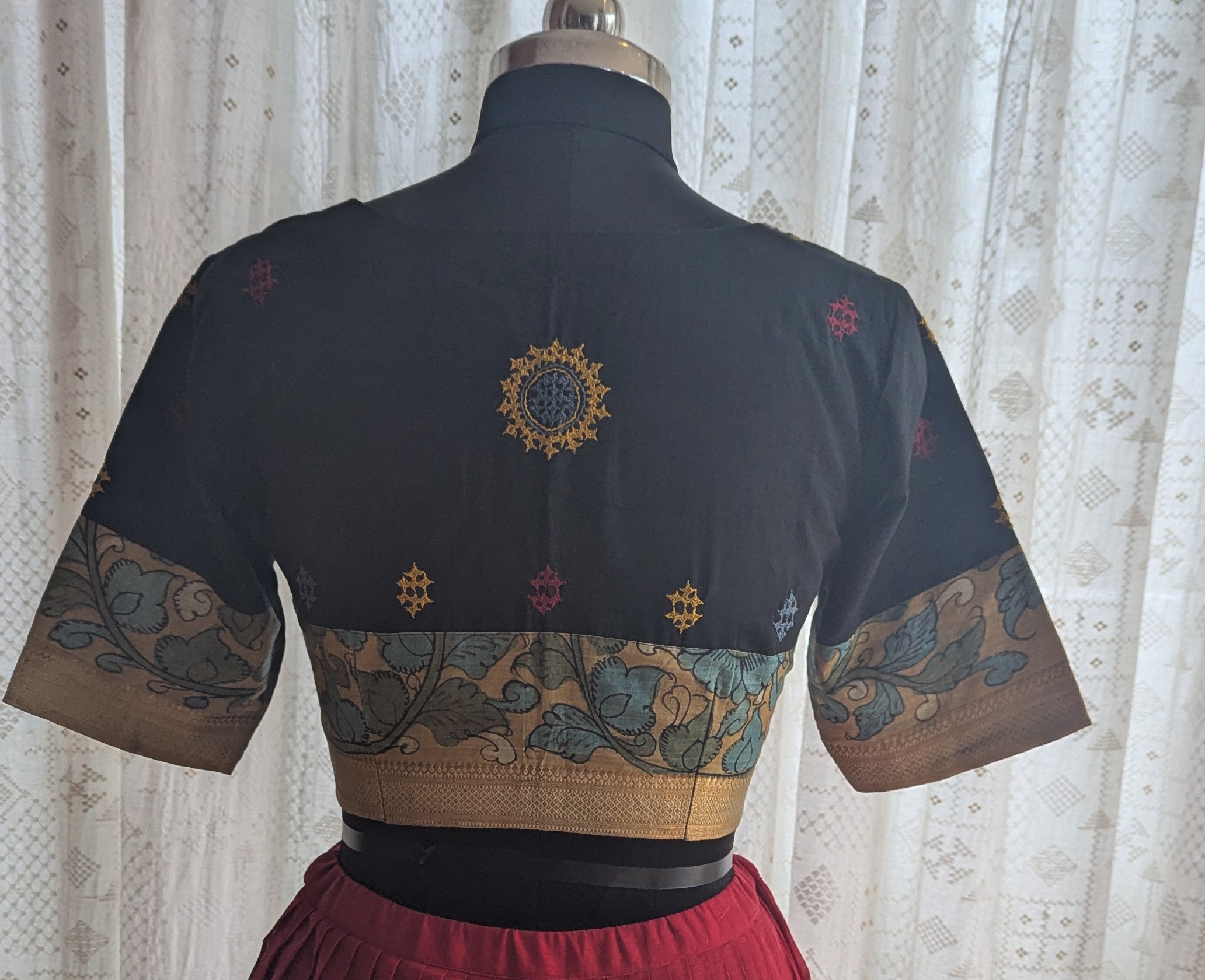 Mridula Kalamkari with Kutch Embroidered Blouse