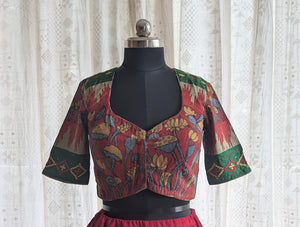 Kumudini Kalamkari with Kutch Embroidered Blouse