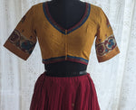 Load image into Gallery viewer, Mustard Bloom Kalamkari with Kutch Embroidered Blouse
