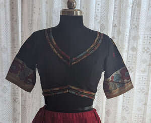 Madhavi Kalamkari with Kutch Embroidered Blouse