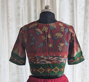 Kumudini Kalamkari with Kutch Embroidered Blouse