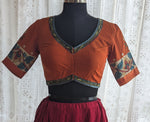 Load image into Gallery viewer, Rustic Floral Kalamkari with Kutch Embroidered Blouse
