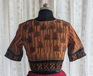 Rudrapushpa Kalamkari with Kutch Embroidered Blouse