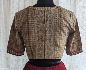 Bronze Brown Shibori with Kutch Mirror work