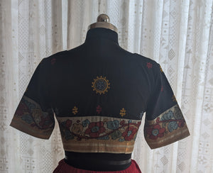 Kusuma Kalamkari with Kutch Embroidered Blouse