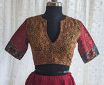 Load image into Gallery viewer, Burnt Saffron Ikat with Kantha Embroidery Blouse

