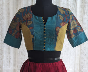 Teal And Beige Ikat Blouse