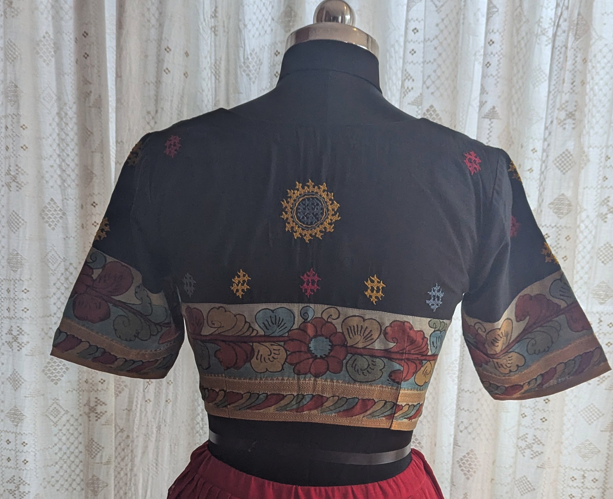 Sugandhi Kalamkari with Kutch Embroidered Blouse