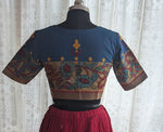 Load image into Gallery viewer, Cerulean Charm Kalamkari with Kutch Embroidered Blouse
