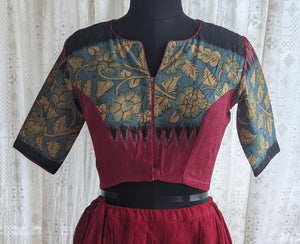 Maroon & Teal Ikat Blouse