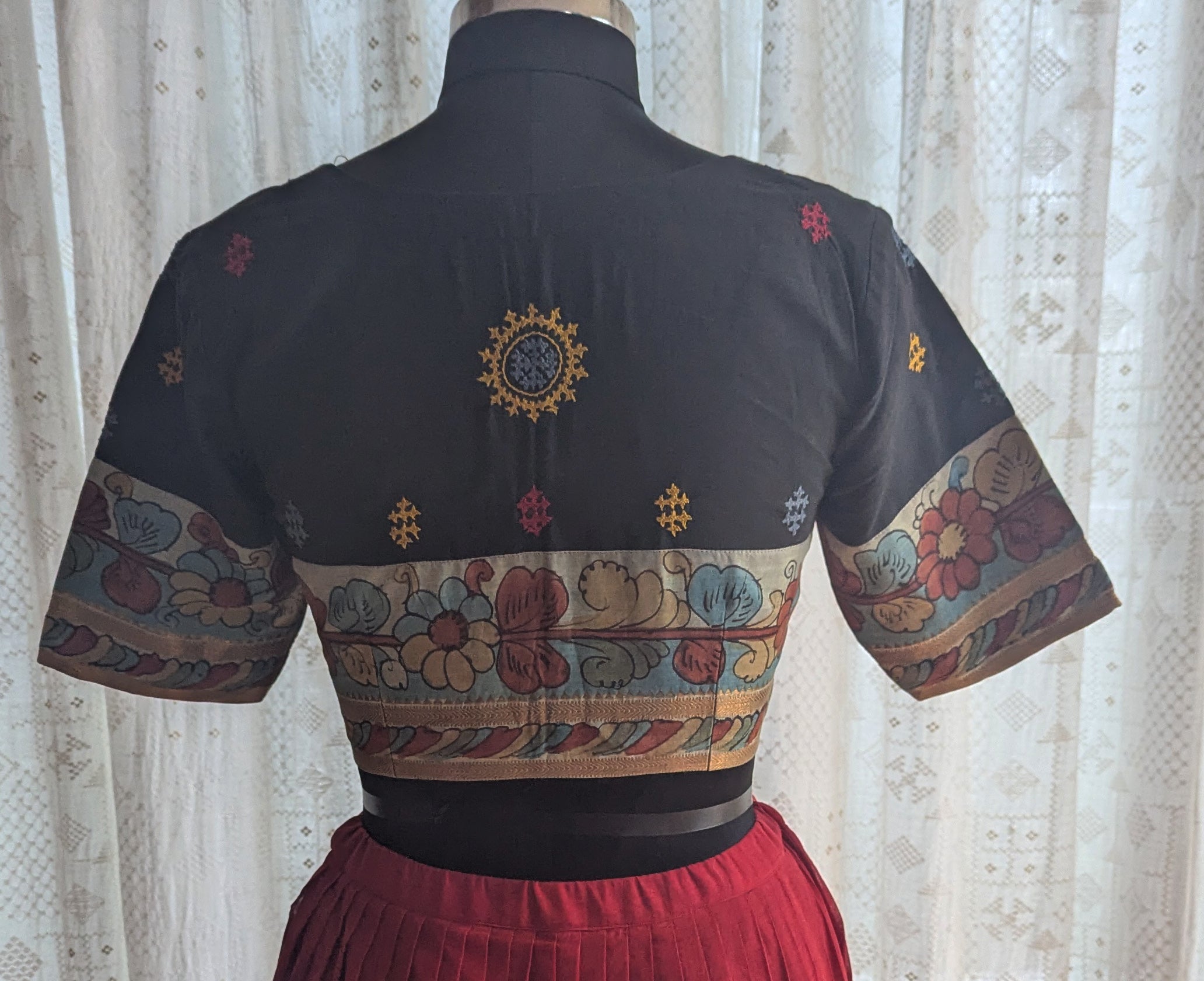 Kusuma Kalamkari with Kutch Embroidered Blouse
