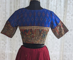 Load image into Gallery viewer, Blue Enigma Ikat with Kantha Embroidery Blouse
