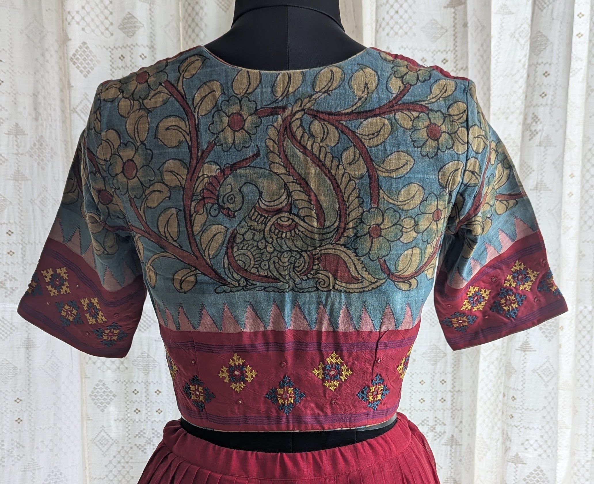 Padmavalli Kalamkari with Kutch Embroidered Blouse