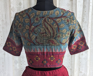 Padmavalli Kalamkari with Kutch Embroidered Blouse