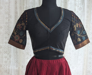 Inkstone Black Appliqué Kutch Embroidered Blouse