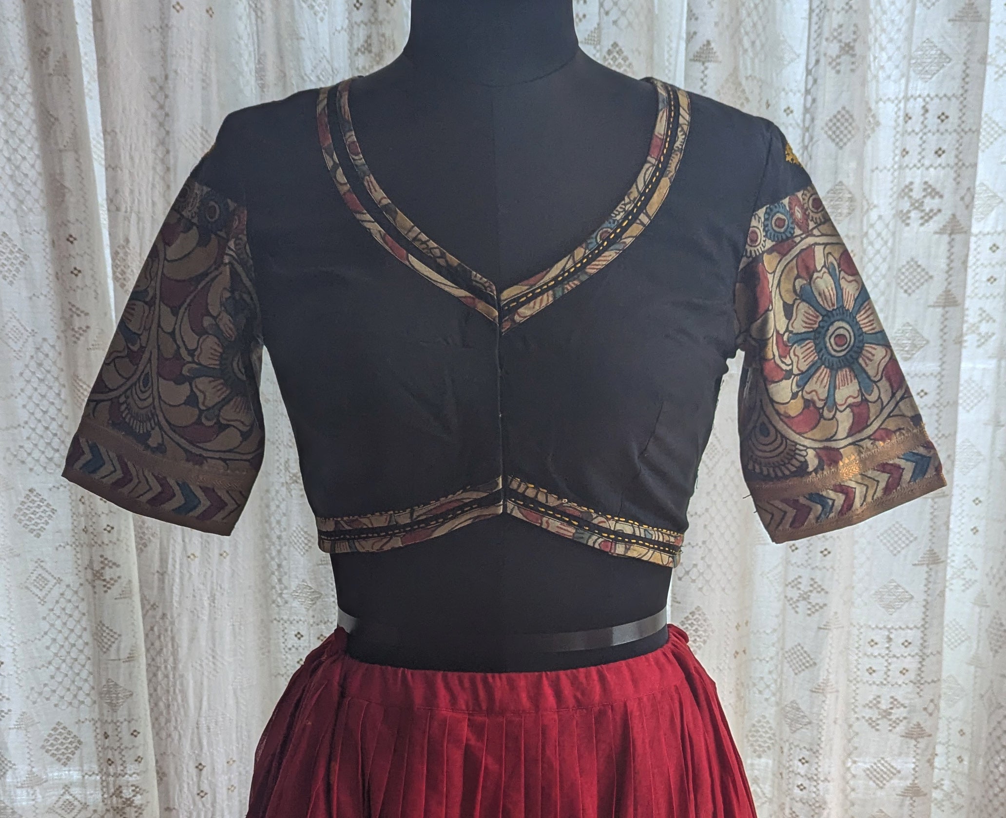 Shobhita Kalamkari with Kutch Embroidered Blouse