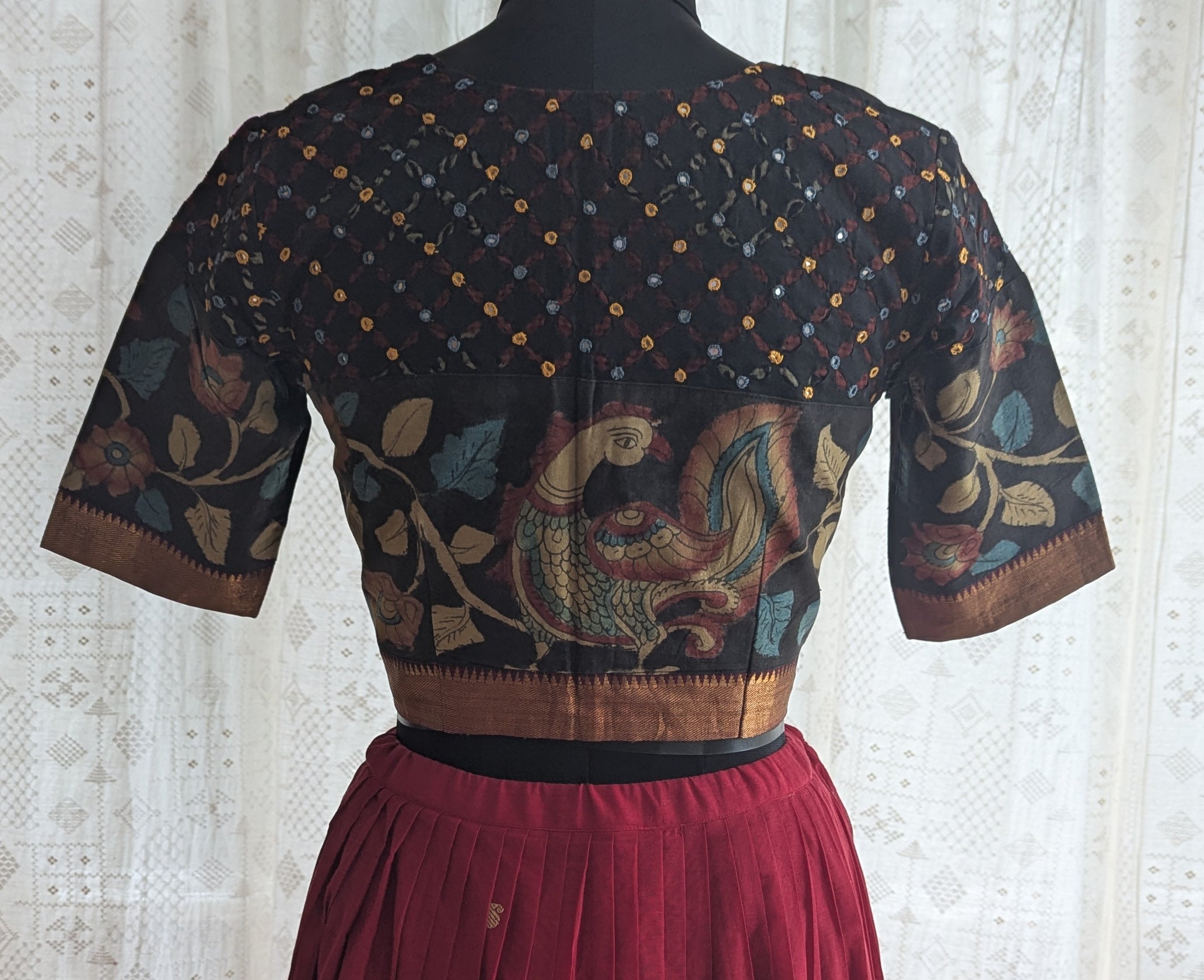 Inkstone Black Appliqué Kutch Embroidered Blouse