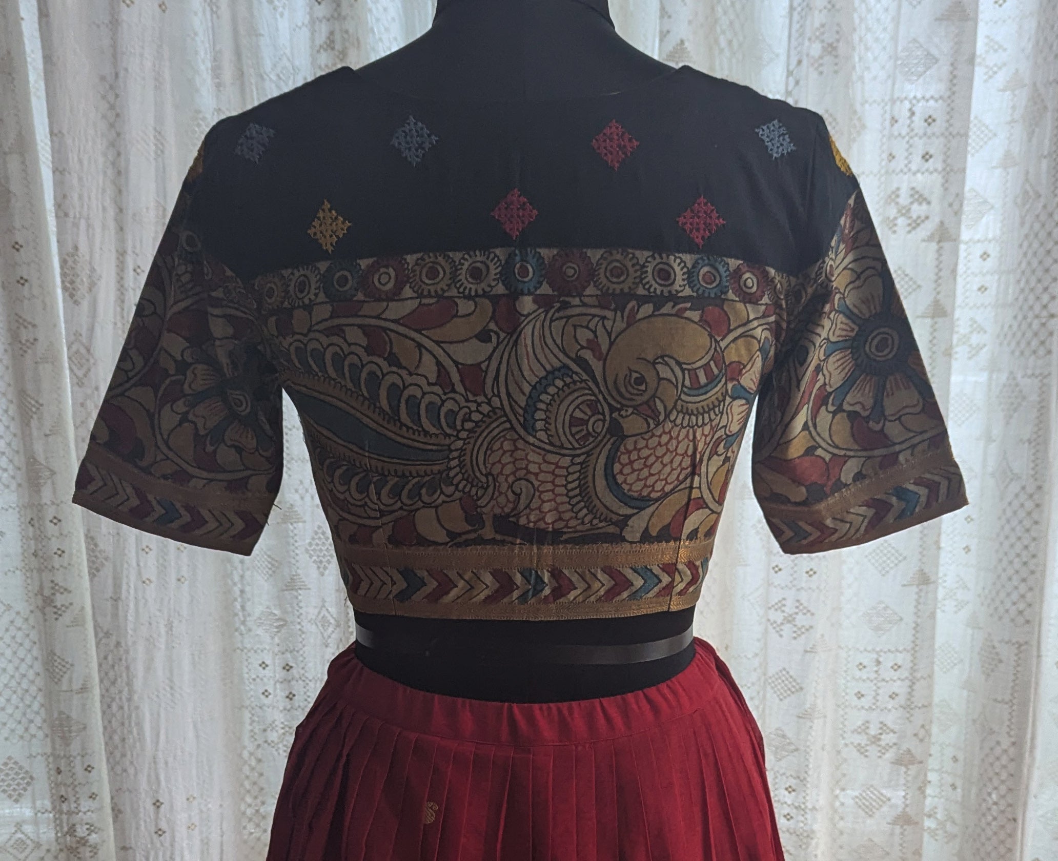 Shobhita Kalamkari with Kutch Embroidered Blouse