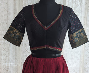Raven Black Appliqué Kutch Embroidered Blouse
