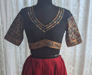 Chitrarupa Kalamkari with Kutch Embroidered Blouse