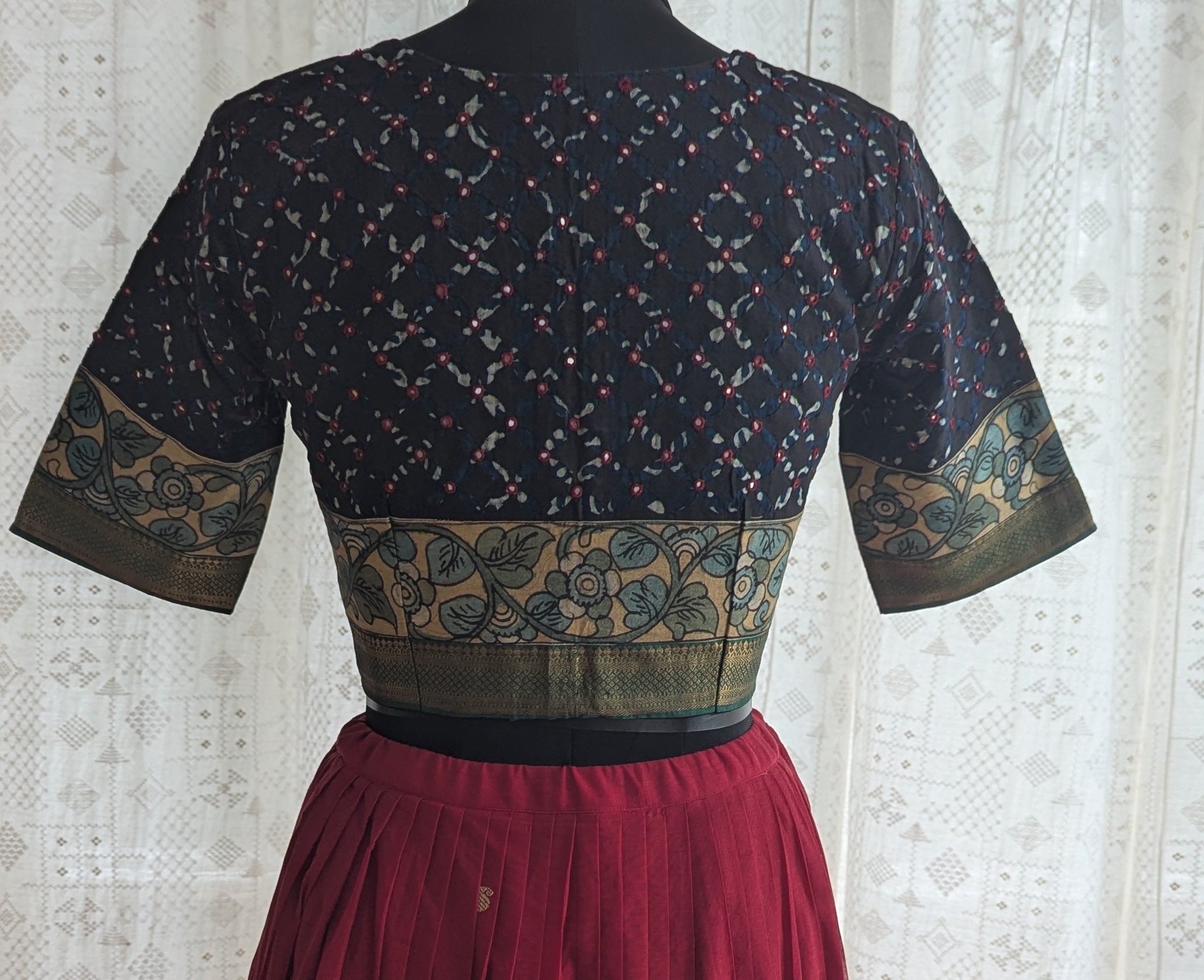 Raven Black Appliqué Kutch Embroidered Blouse