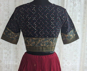Raven Black Appliqué Kutch Embroidered Blouse