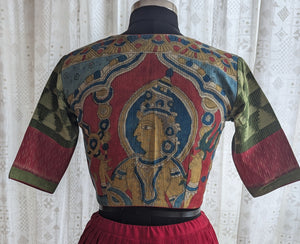 Rustic Green And Maroon Ikat Blouse