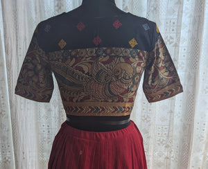 Chitrarupa Kalamkari with Kutch Embroidered Blouse