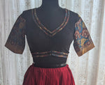 Load image into Gallery viewer, Pushpamayura Kalamkari with Kutch Embroidered Blouse
