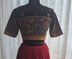 Load image into Gallery viewer, Pushpamayura Kalamkari with Kutch Embroidered Blouse
