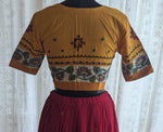 Load image into Gallery viewer, Saffron Blossom Kalamkari with Kutch Embroidered Blouse

