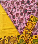Load image into Gallery viewer, Kamdhenu Pink And Yellow Kalamkari Kanchi Saree
