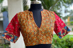 Load image into Gallery viewer, Silk blouse  kalamkari &amp; kanta embroidery (BL-SL-IK-KE-0012)
