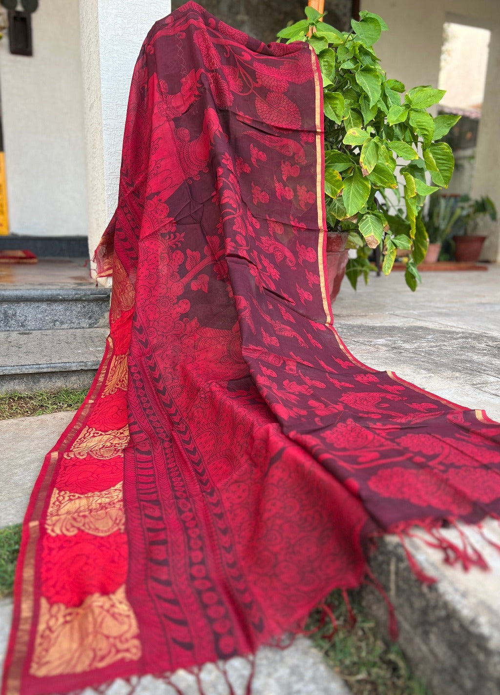 Maheshwari Silk Dupatta (DPT-SL-CR-0024)