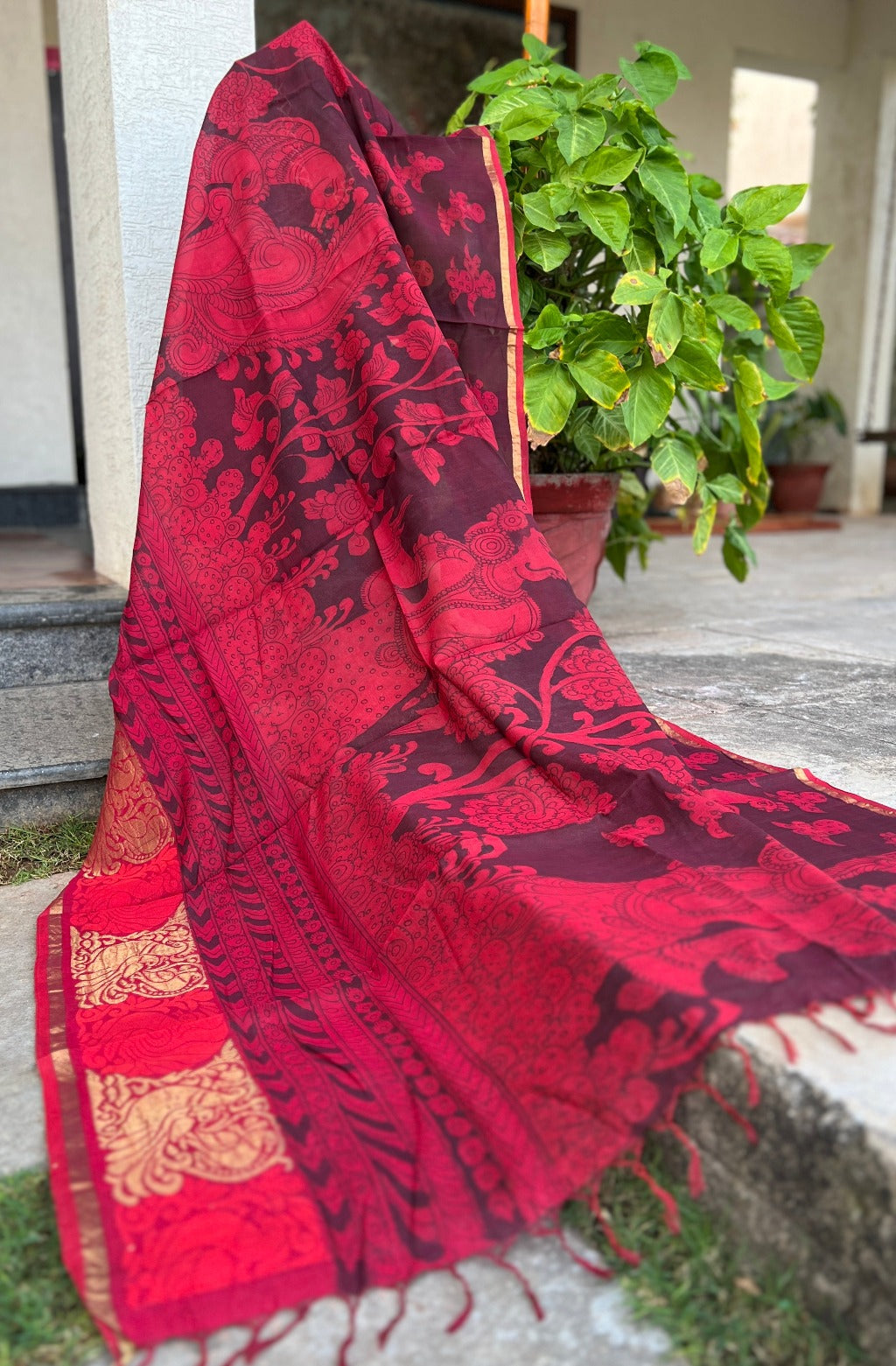 Maheshwari Silk Dupatta (DPT-SL-CR-0025)