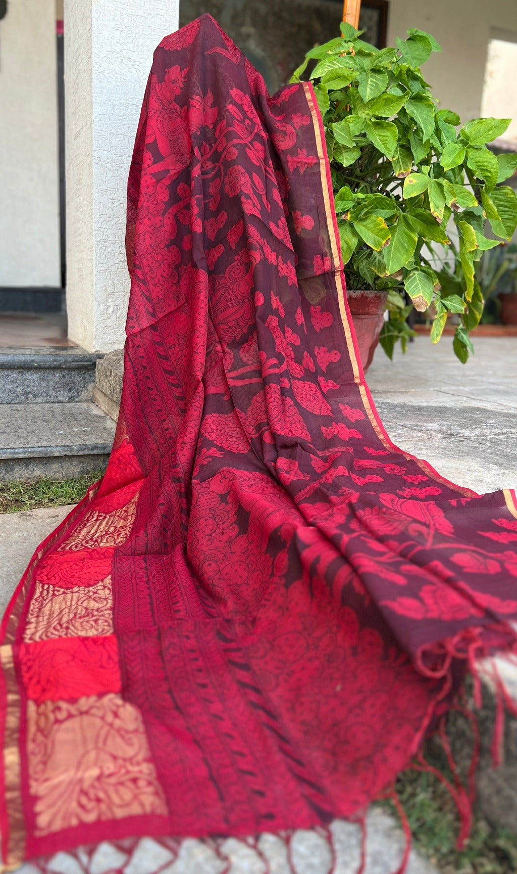 Maheshwari Silk Dupatta (DPT-SL-CR-0027)