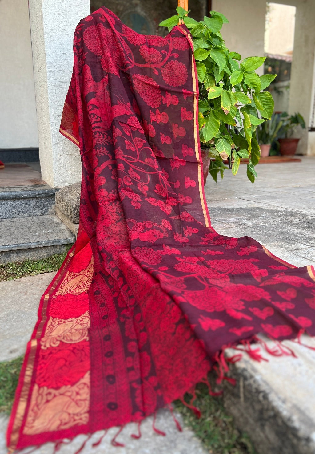 Maheshwari Silk Dupatta (DPT-SL-CR-0028)